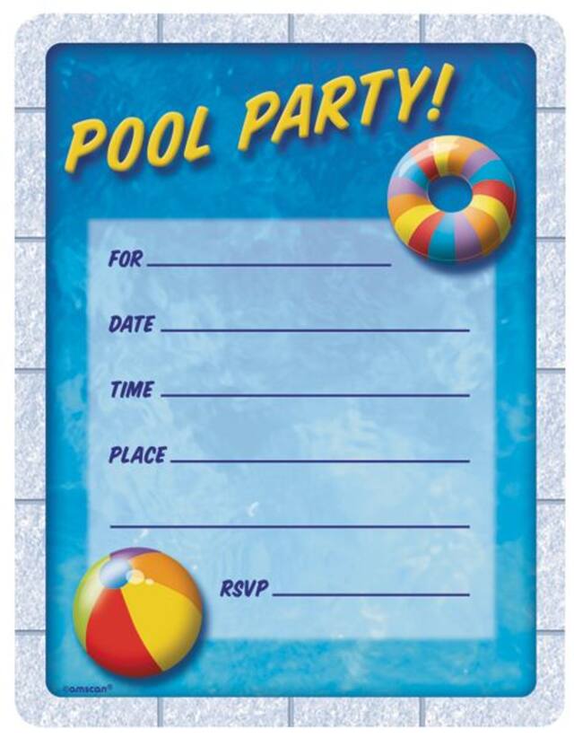 Pool Party Invitation, 50-pc Front_Flat