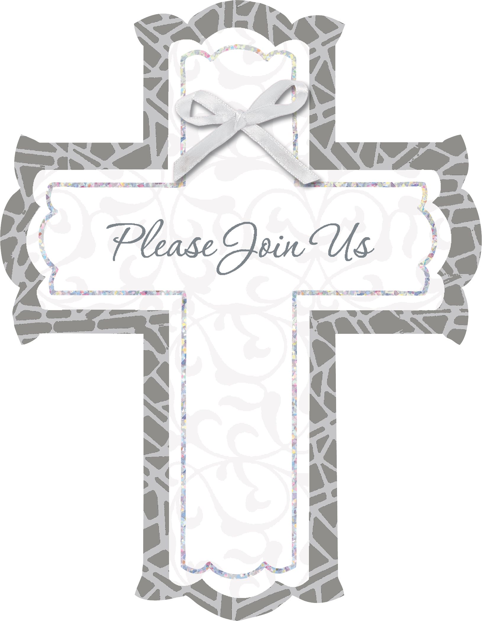 Invitations religieuses en vitrail, blanc, paq. 8 Front_Flat