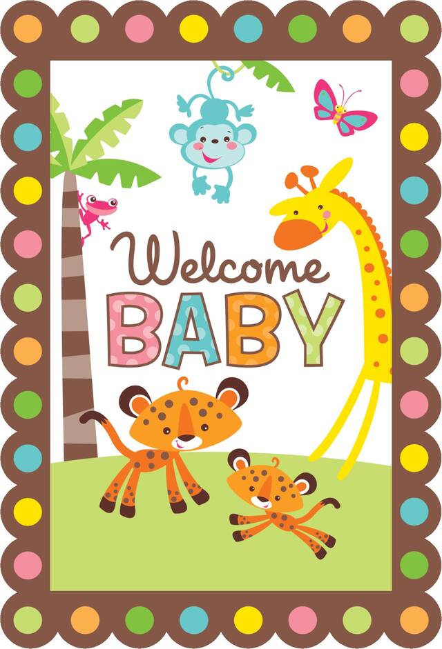 Fisher-Price Jungle Baby Shower Invitations, 8-pk Front_Flat
