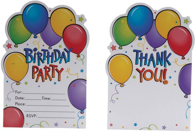 Invitations Ballon amusant, paq. 50 Front_Flat