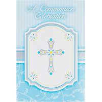 Communion Celebration Invitation, Blue Front_Flat