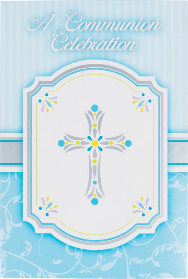 Faire-part, Célébration de communion, bleu Front_Flat