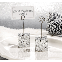 Silver Glitter Cube Place Card Holder Front_Flat