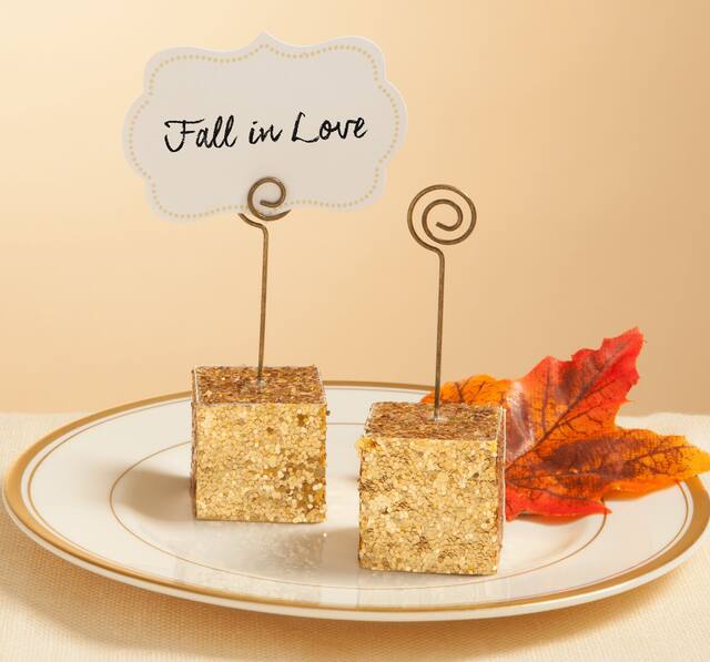 Gold Glitter Cube Place Card Holder Composite_or_Mixed