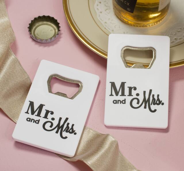 White Mr. & Mrs. Credit Card Bottle Opener Composite_or_Mixed