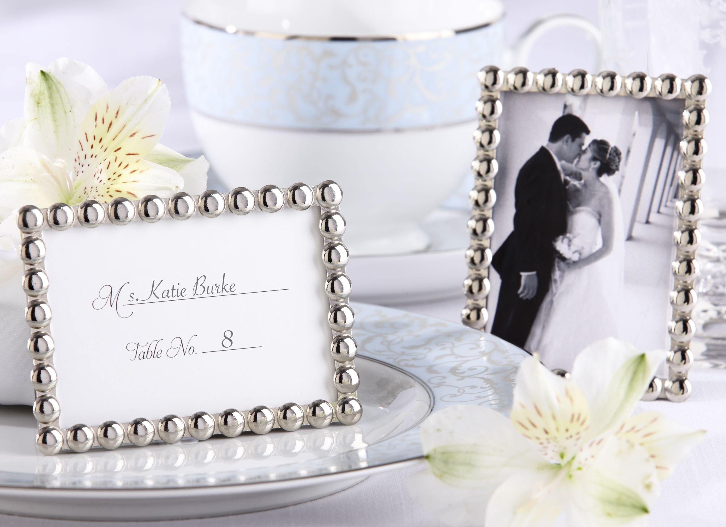 Silver Pearl Photo Frame Place Card Holder Composite_or_Mixed