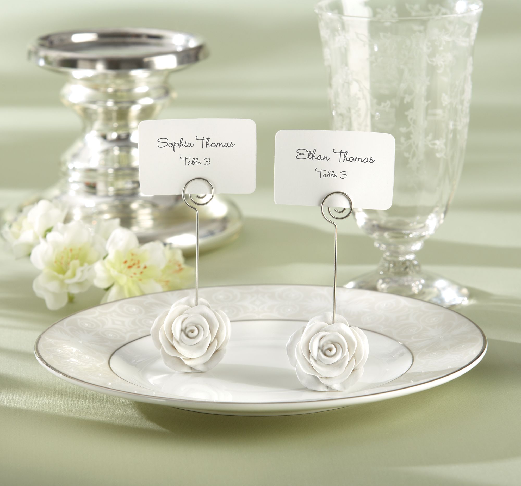 White Flower Place Card Holder Front_Flat