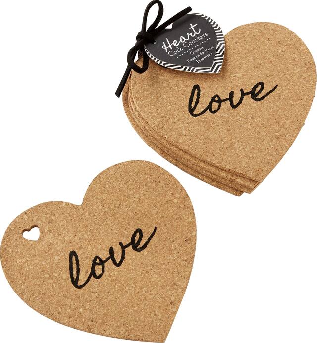 Love Heart Cork Coasters Composite_or_Mixed