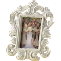 White Baroque Photo Frame Place Card Holder Front_Angled_Left