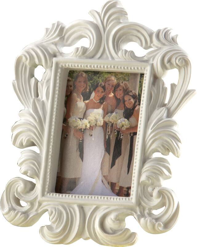 White Baroque Photo Frame Place Card Holder Front_Angled_Left