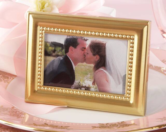 Gold Beaded Photo Frame Place Card Holder Front_Angled_Left