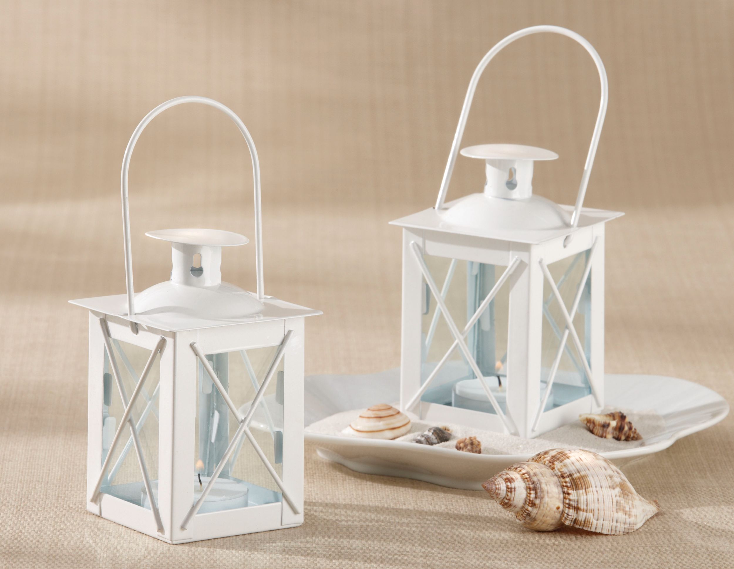 Mini White Lantern Tealight Candle Holder Composite_or_Mixed