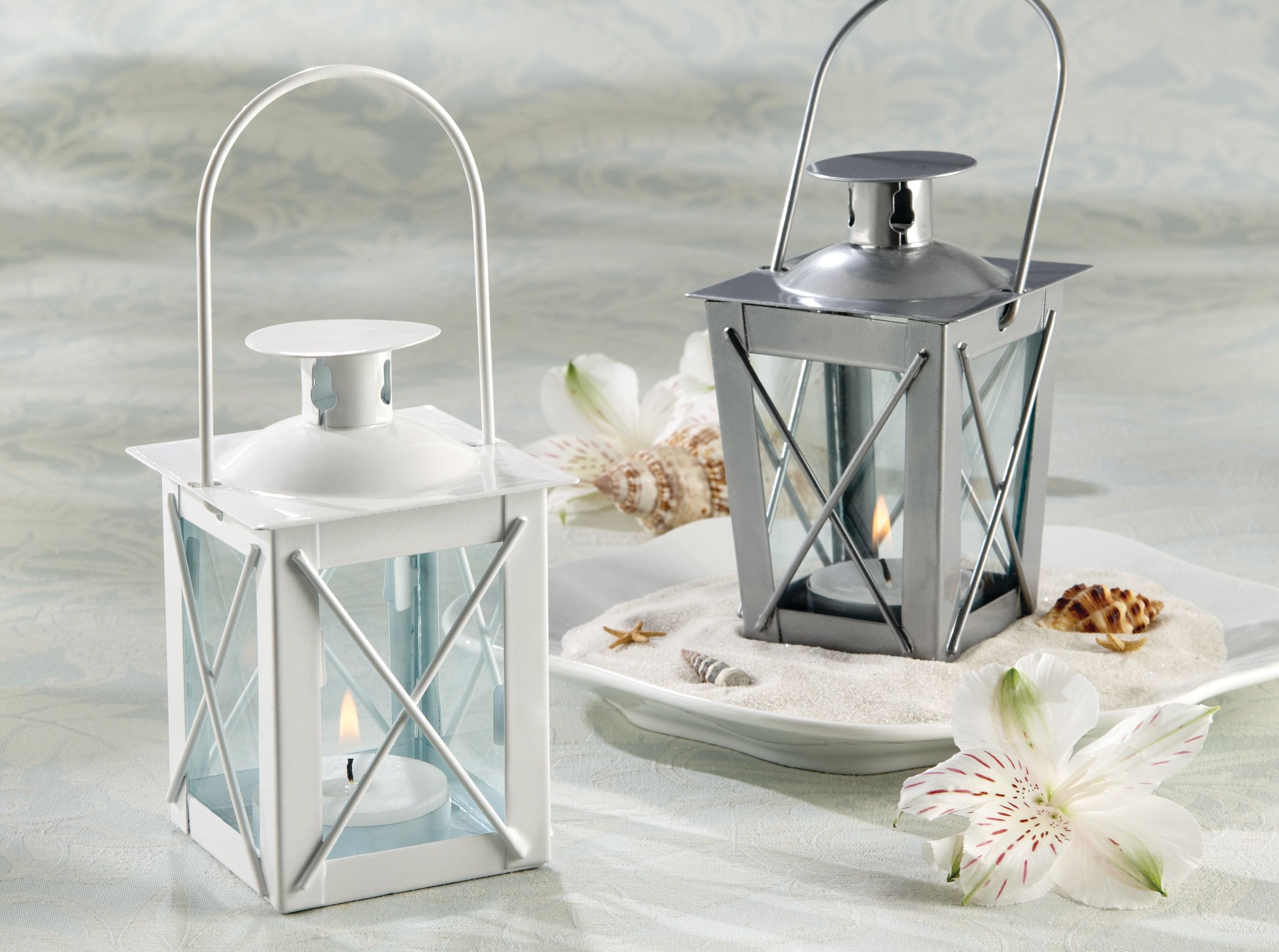 Mini White Lantern Tealight Candle Holder Composite_or_Mixed