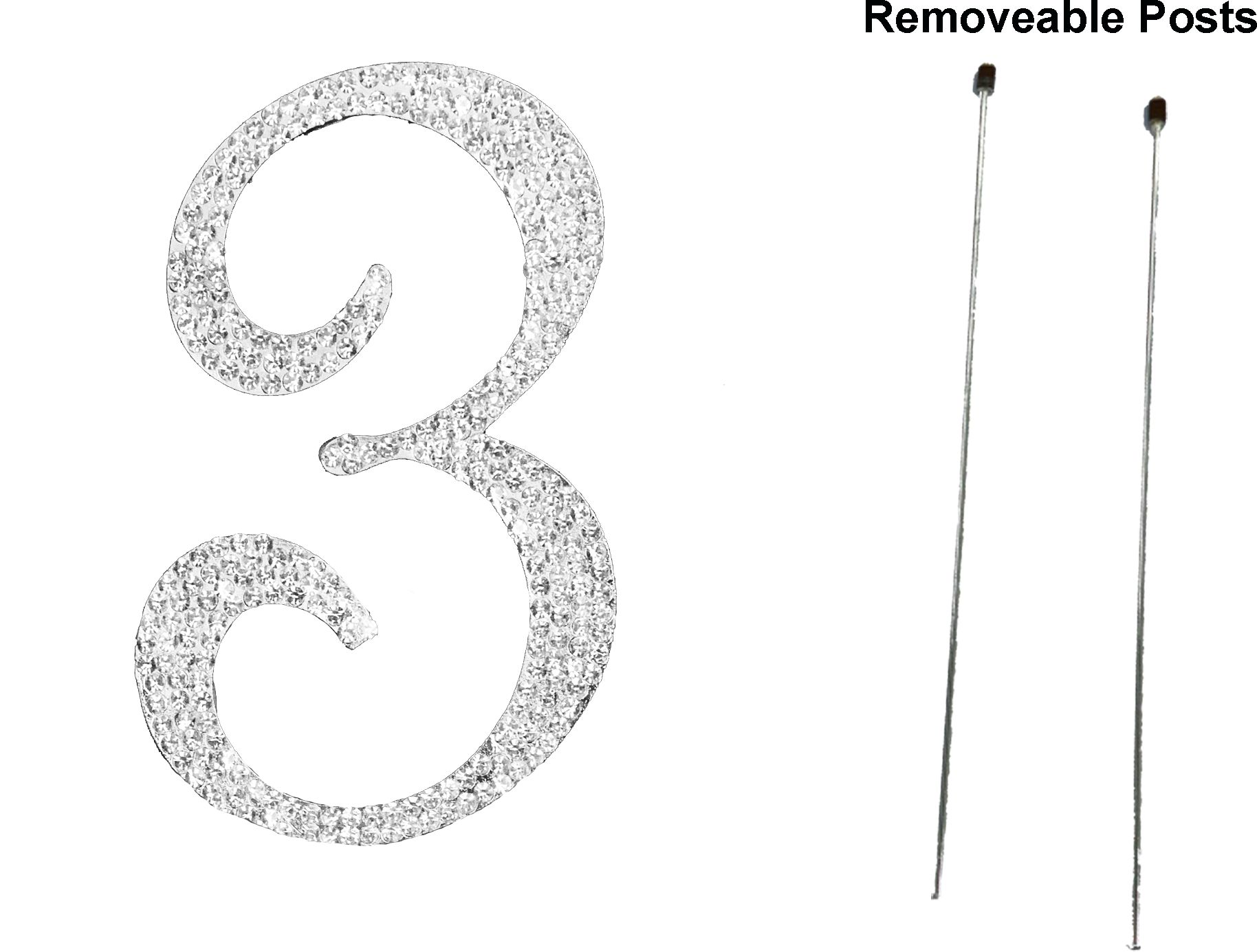 Diamond Cake Toppers Silver No. 3 Diamond Cake Toppers Silver No. 3