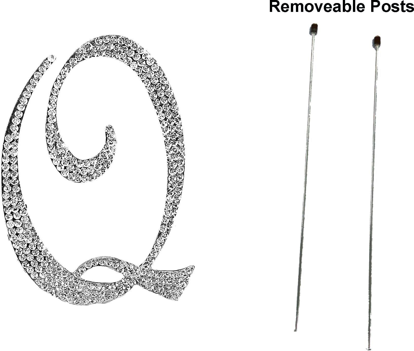 Q Cake Topper, Bling Front_Flat