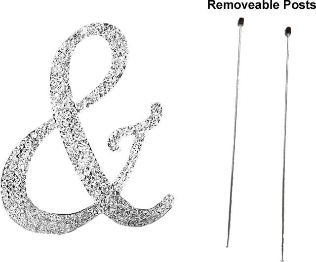 Rhinestone Silver Ampersand Cake Topper Front_Flat