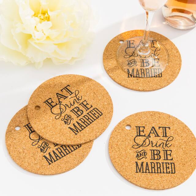 Cork Eat Drink & Be Married Wedding Coasters Front_Flat
