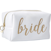 Glitter Gold Bride Makeup Bag Front_Angled_Right