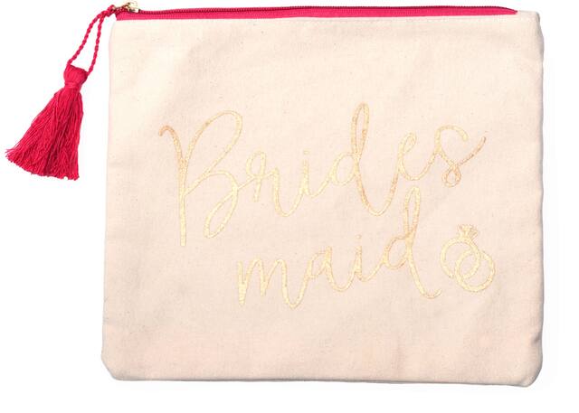 Sac à maquillage en toile Bridesmaid doré métallisé Front_Flat