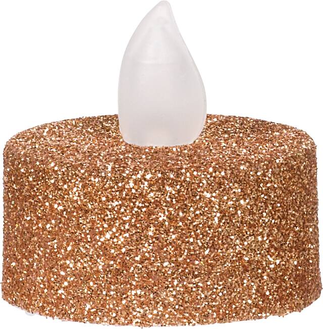 Glitter Tealight Flameless LED Candles, Rose Gold, 1.5-in, 10-pk, for Wedding/Birthday Party Front_Elevated