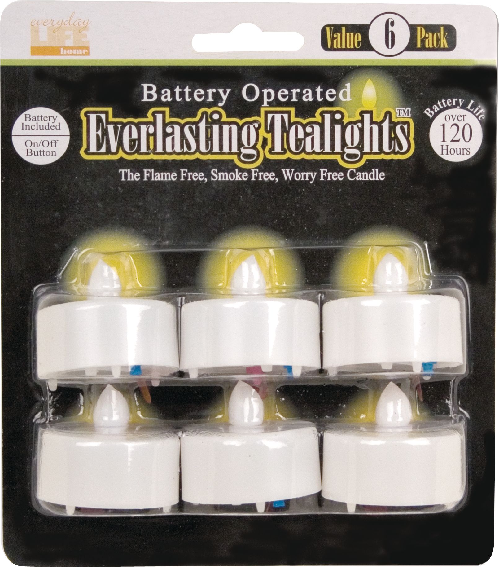 White Tealight Flameless LED Candles, 6-pk Front_Flat