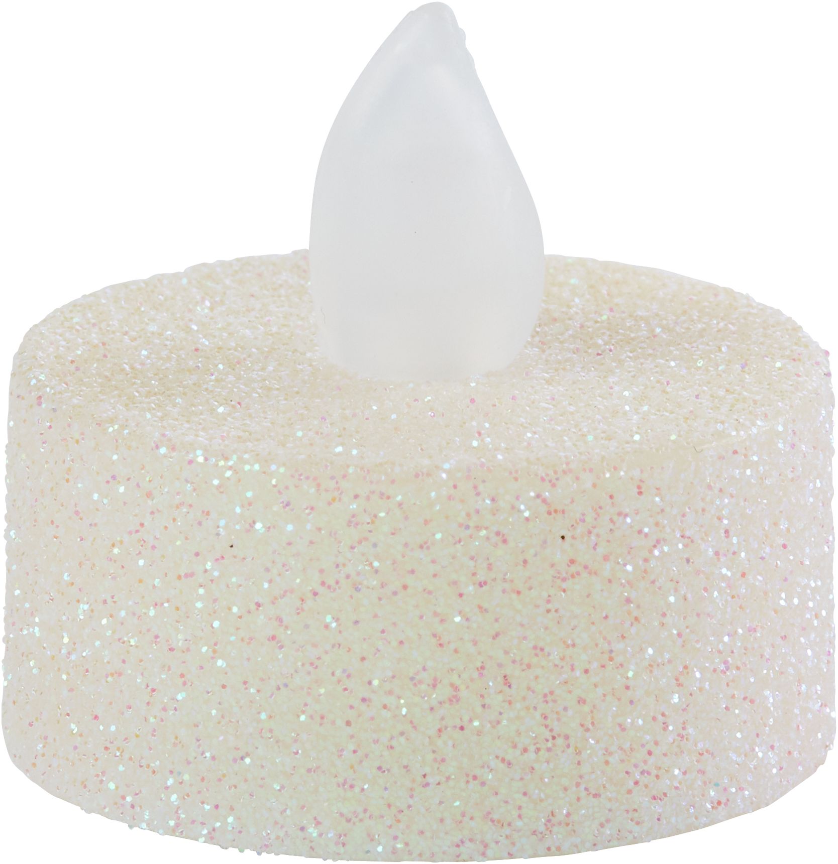 Glitter Iridescent Tealight Flameless LED Candles, White, 1.5in, 10pk
