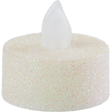 Glitter Iridescent Tealight Flameless LED Candles, White, 1.5-in, 10-pk, for Wedding/Birthday Party Front_Elevated