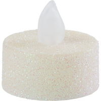 Glitter Iridescent Tealight Flameless LED Candles, White, 1.5-in, 10-pk, for Wedding/Birthday Party Front_Elevated