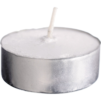 Unscented Tealight Wax Candles, White, 1.5-in, 100-pk, for Wedding/Birthday Party Front_Elevated