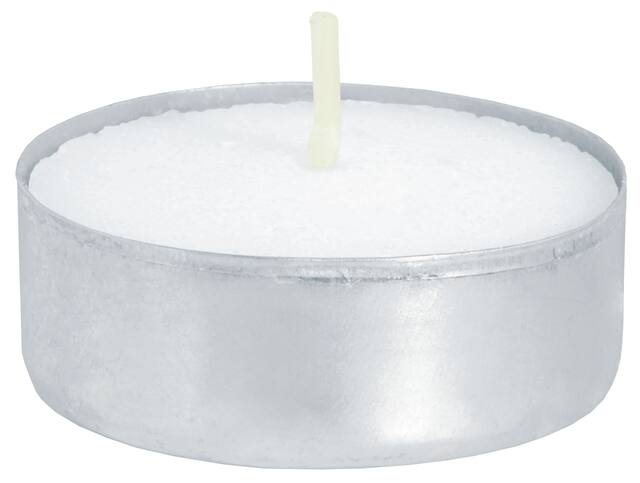Tealight Wax Candles, White, 1.5-in, 50-pk, for Wedding/Birthday Party Front_Elevated