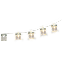 Mason Jar LED Light Up String Lights Hanging Decoration, Silver, 5-ft, 10 Lights, for Wedding/Birthday/Summer Party Front_Angled_Right