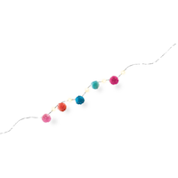 LED Light Up String Lights Hanging Decoration, Multi-Coloured, Pom-Poms, 5-ft, 10 Lights, for Wedding/Birthday/Summer Party Front_Angled_Right