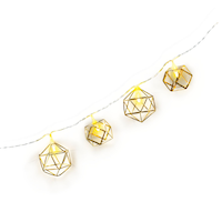 Geometric LED Light Up String Lights Hanging Decoration, Gold, 5-ft, 10 Lights, for Wedding/Birthday/Summer Party Front_Angled_Right