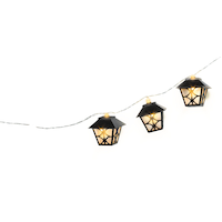 Lantern LED Light Up String Lights Hanging Decoration, Black, 5-ft, 10 Lights, for Wedding/Birthday/Summer Party Front_Angled_Right