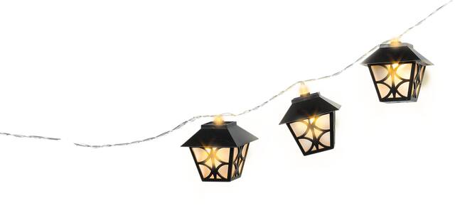 Lantern LED Light Up String Lights Hanging Decoration, Black, 5-ft, 10 Lights, for Wedding/Birthday/Summer Party Front_Angled_Right