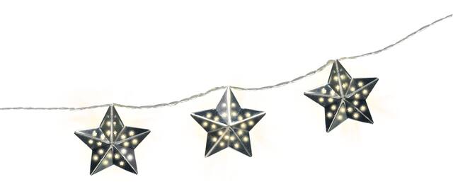 Star LED Light Up String Lights Hanging Decoration, Silver, 13-in, 10 Lights, for Wedding/Birthday/Summer Party Front_Angled_Right