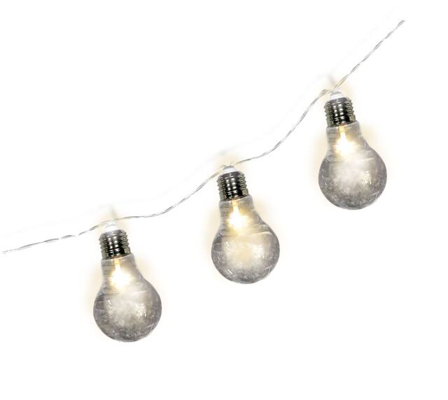 Edison Lightbulb LED Light Up String Lights Hanging Decoration, Silver, 5-ft, 10 Lights, for Wedding/Birthday/Summer Party Front_Angled_Right