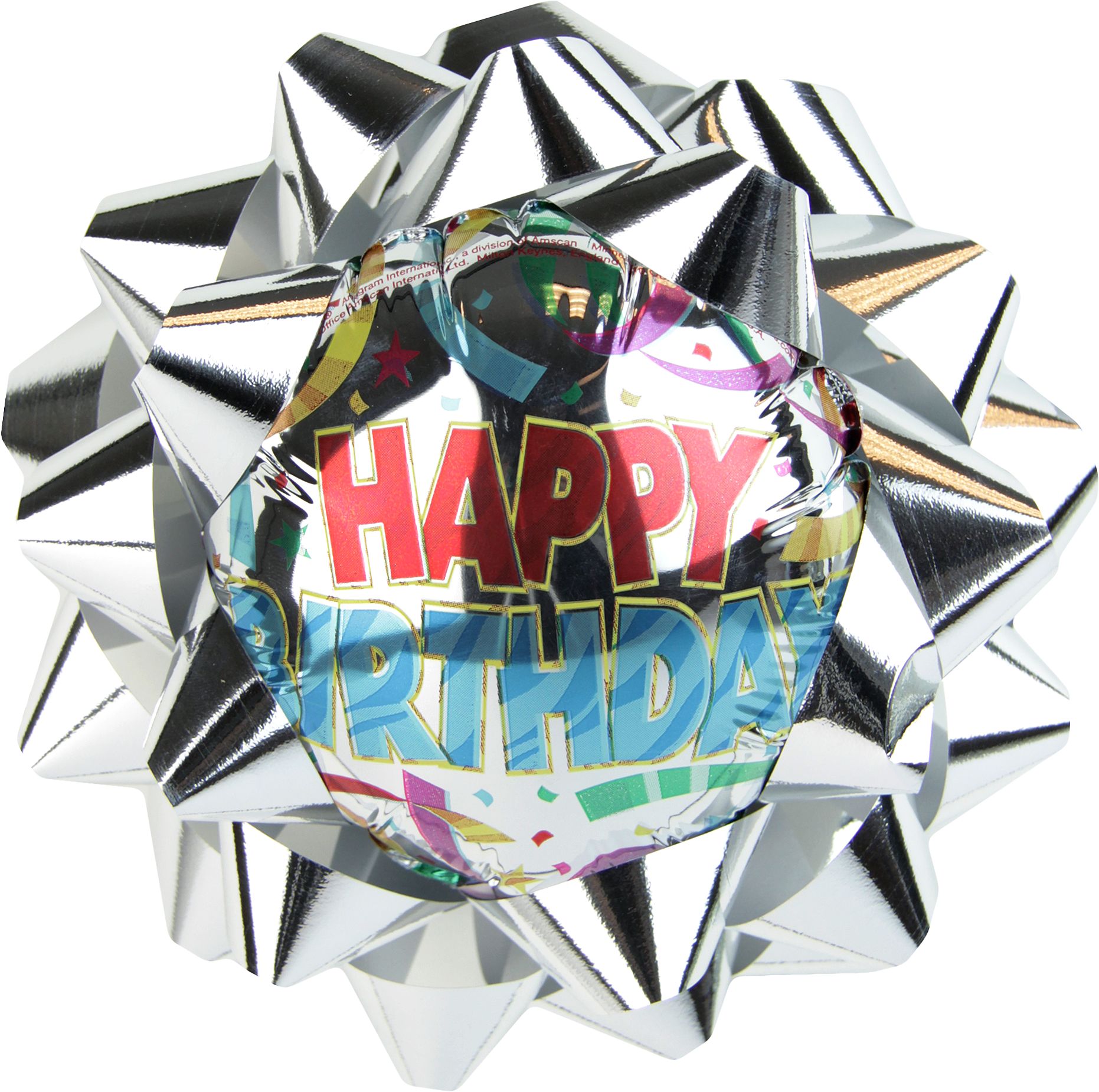 Silver Glitter Balloon Bow, 6-in Overhead_Flat