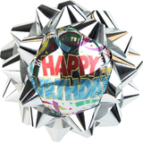 Silver Glitter Balloon Bow, 6-in Overhead_Flat