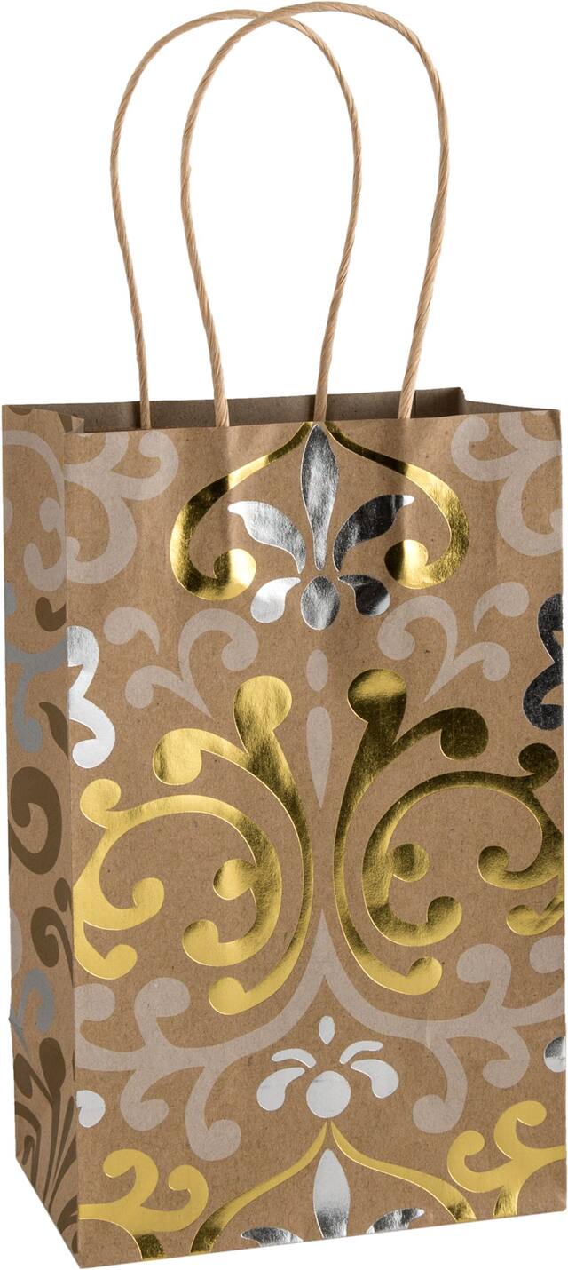 Sac en papier kraft à imprimé damassé Front_Angled_Right