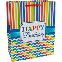 Sac-cadeau d'anniversaire à chevrons arc-en-ciel scintillants Front_Angled_Right