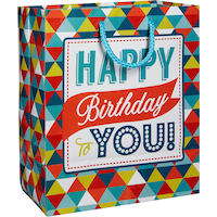 Sac-cadeau d'anniversaire, motif de triangles colorés Front_Angled_Right