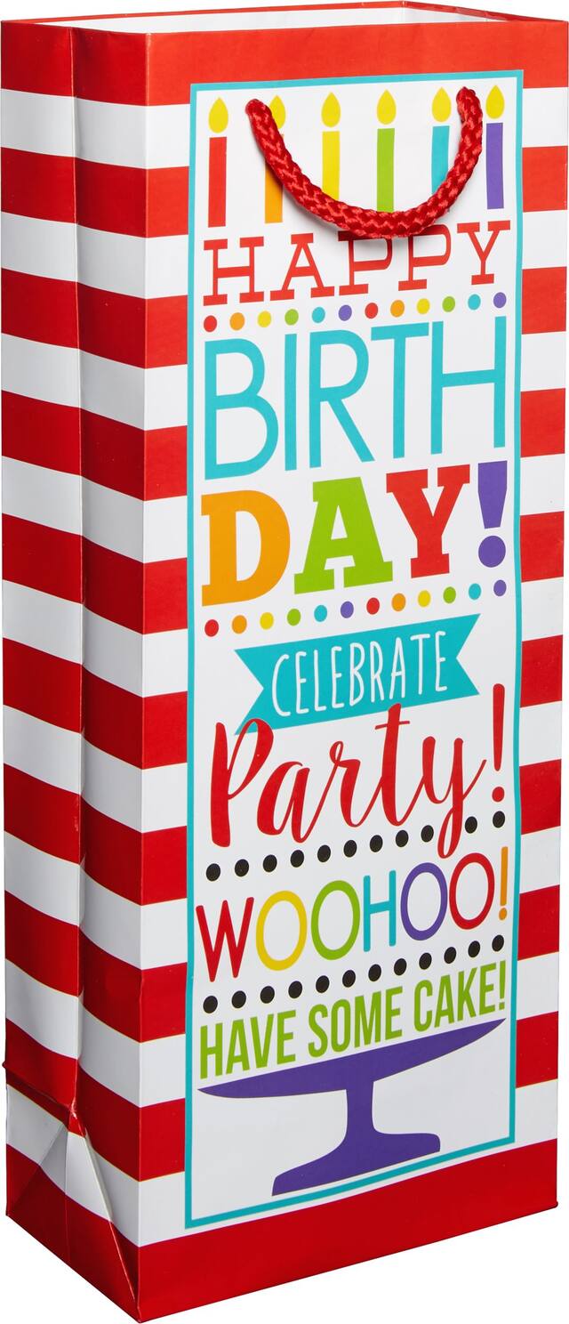 Colourful Birthday Bottle Bag Front_Angled_Right