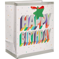 Petit sac-cadeau d'anniversaire en papier Here's to Your Birthday Gift Front_Angled_Right