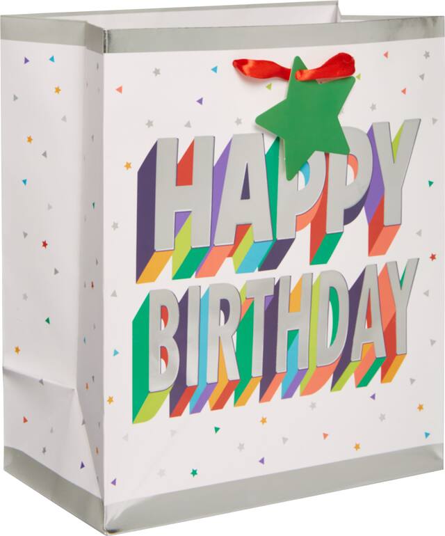 Small Paper Here's to Your Birthday Gift Bag Front_Angled_Right
