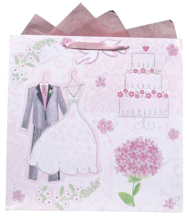 Sac-cadeau de mariage 3D, 15 po Front_Flat