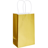 Paper Gift Bag, Gold, 8-in, for Birthday/Wedding/Anniversary Front_Angled_Right