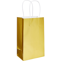 Paper Gift Bag, Gold, 8-in, for Birthday/Wedding/Anniversary Front_Angled_Right