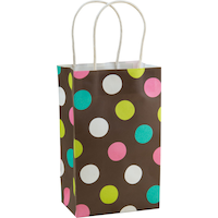 Sac en papier Kraft avec motif à pois couleur chocolat Front_Angled_Right