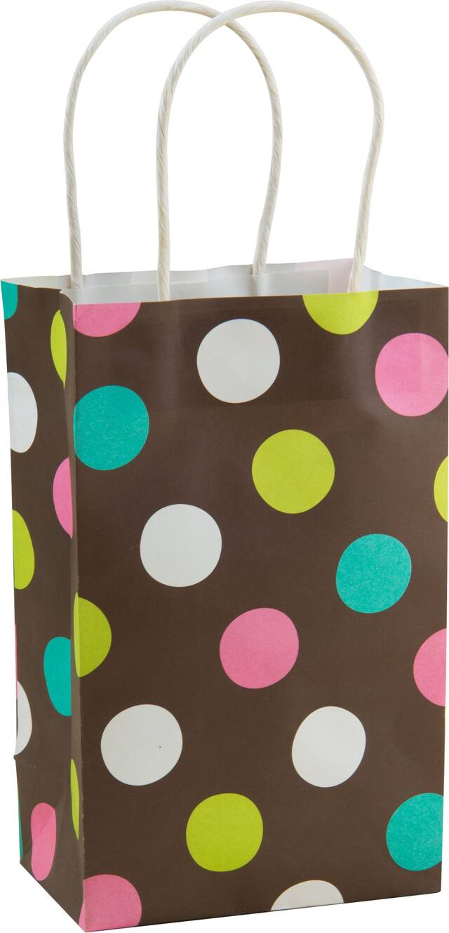 Chocolate Dot Print Kraft Bag Front_Angled_Right